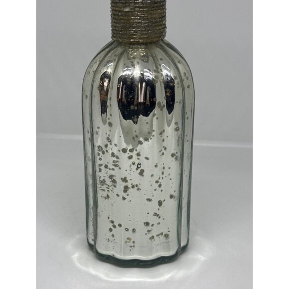 VTG Domain Mercury Glass Decanter Bottle 10" | Ornate Metal Stopper Collectible - Picture 3 of 6
